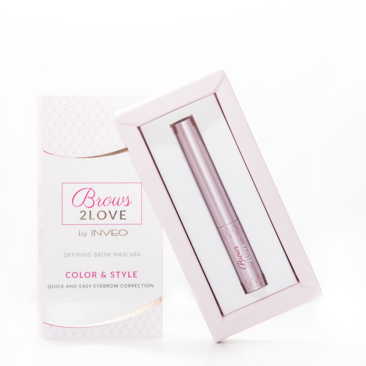 Eyebrow product in a box with a branded packaging on a white background