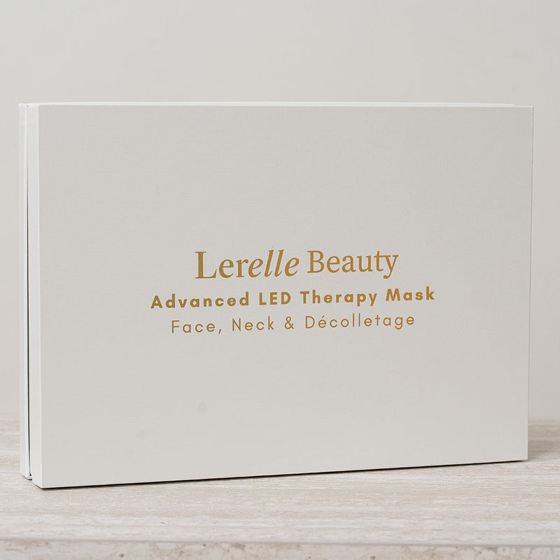 White box with 'Lerelle Beauty' LED Face Mask on a light grey surface.