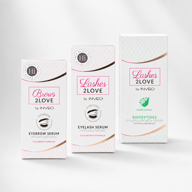 Three boxes growth serums by Lerelle Beauty  on a white background