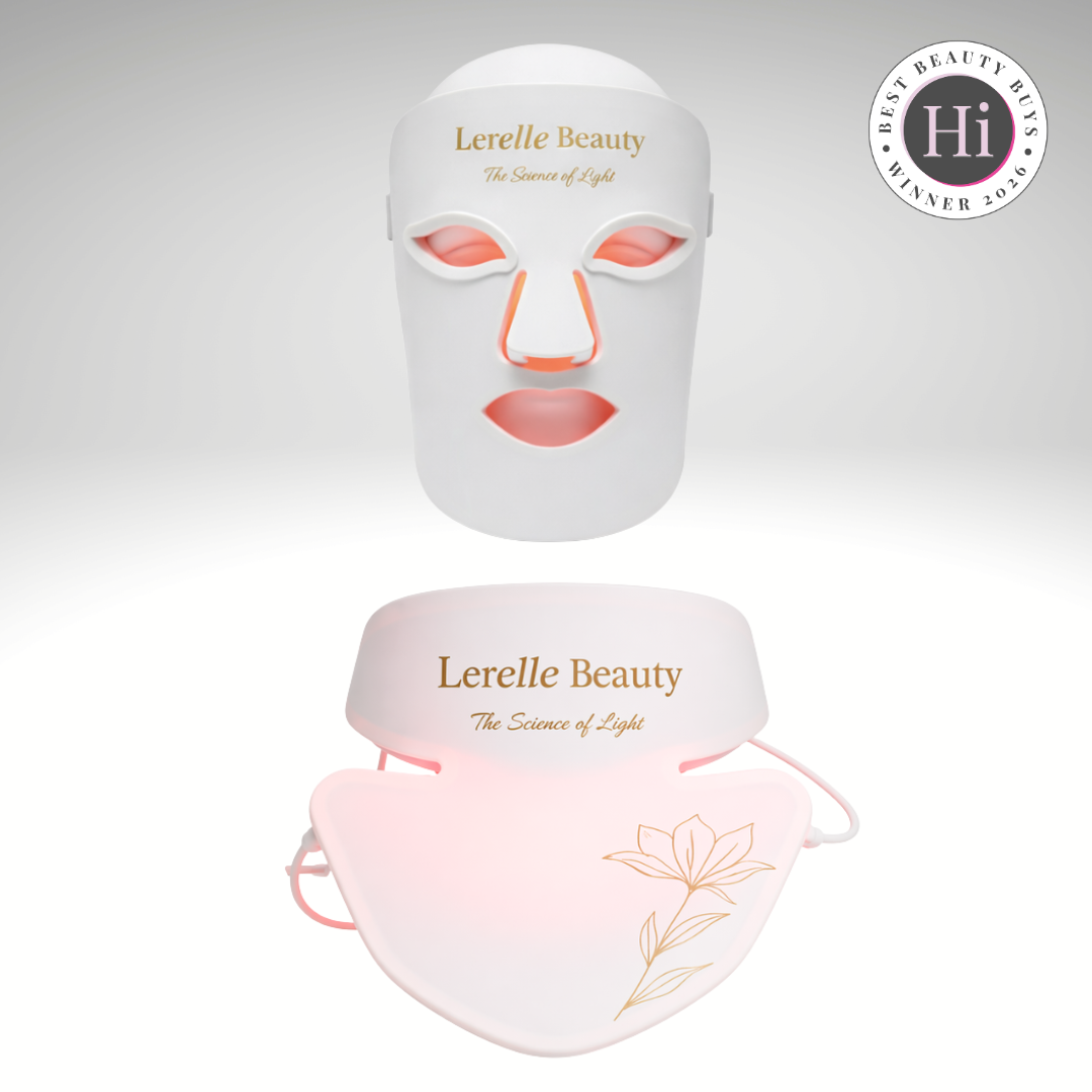 Lerelle Beauty LED face mask on a light gray background