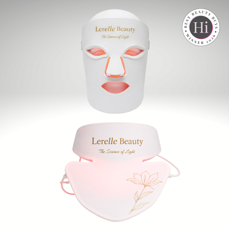 Lerelle Beauty LED face mask on a light gray background